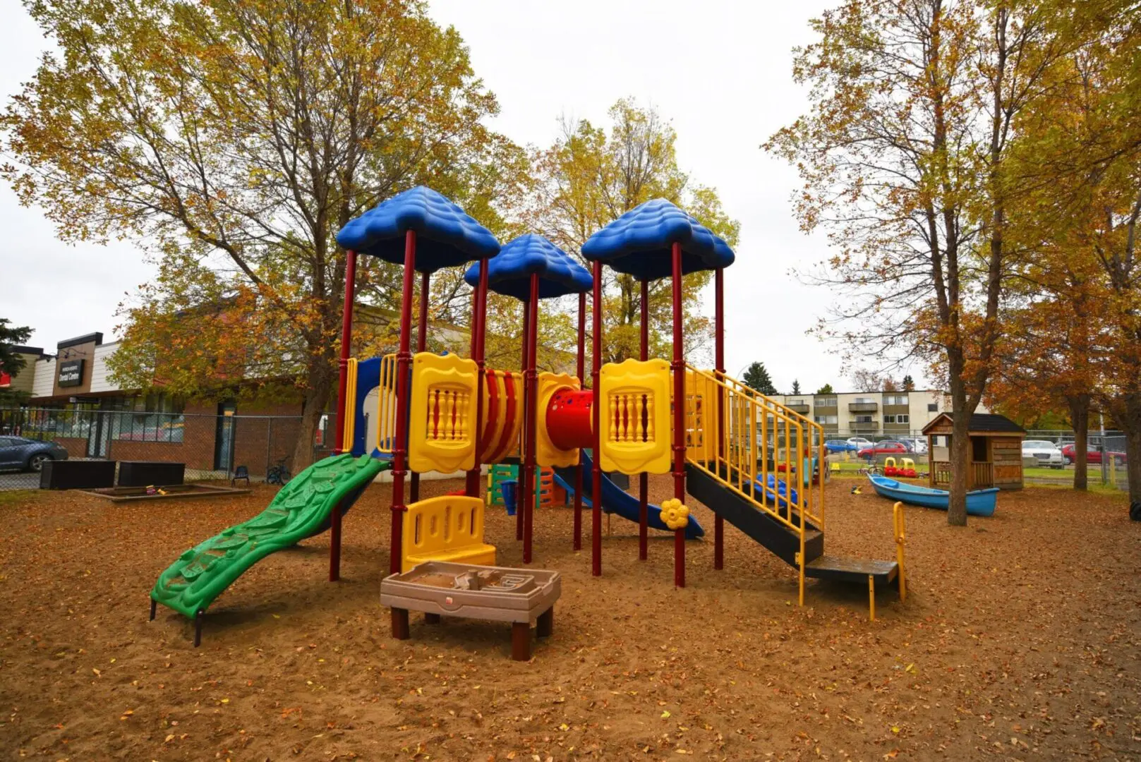 Outdoor playset with slides